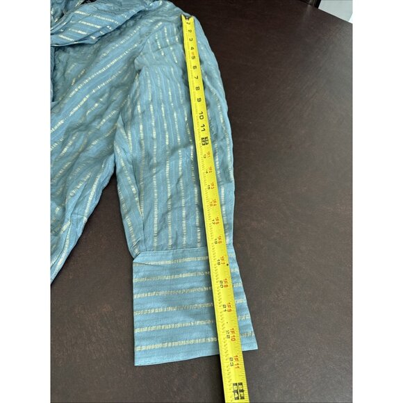 Chicos Black Label Silk Blend Metallic Stripe Top Size 2 - Picture 11 of 12